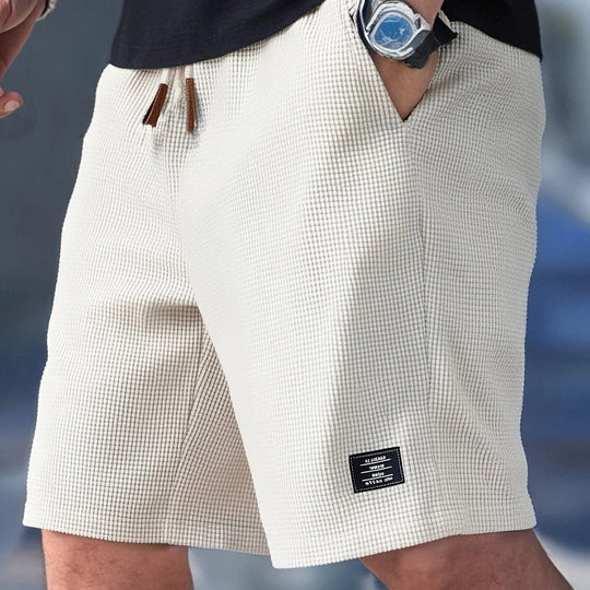 Textured drawstring casual shorts